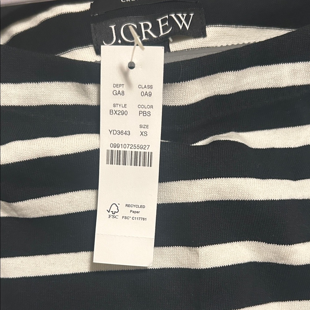 NWT J. Crew Black and White Striped cropped boatneck - Picture 5 of 5